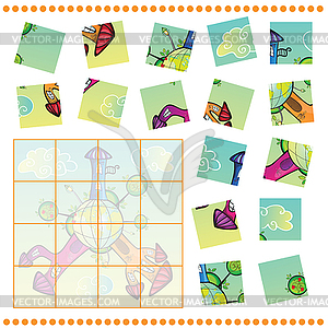 Jigsaw Puzzle game for Children - color vector clipart