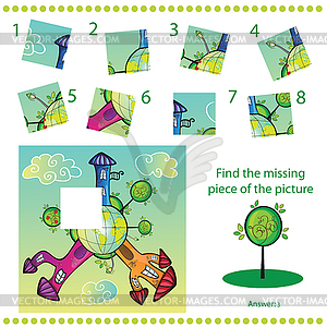 Find missing piece - Puzzle game for Children - vector image