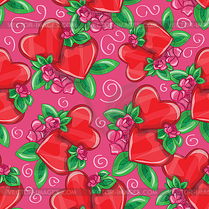 Red Valentines day seamless background - vector clipart