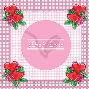 Frame with hearts - image - vector image