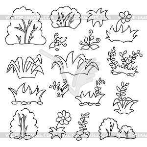 Grass and flowers cartoon coloring book for kids - vector EPS clipart