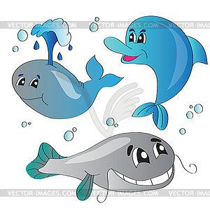 Set of images of marine life - vector image