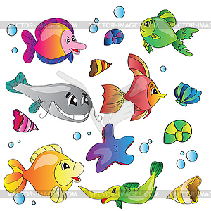Set of images of marine life - vector clip art