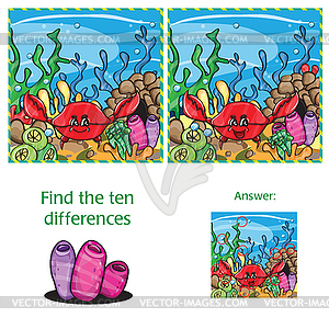 Visual Game find 10 differences with answer - vector image
