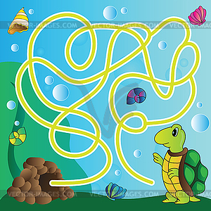 Puzzle for kids - marine life - vector image