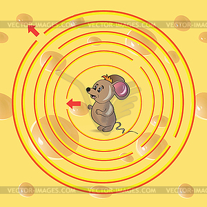 Maze with mouse a - vector clipart