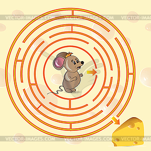Симпатичные Mouse`s Лабиринт игры - стоковый векторный клипарт