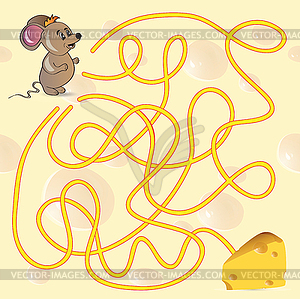 Cute Mouse`s Maze Game - vector image