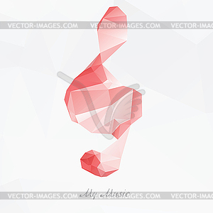 Origami musical note - vector clip art