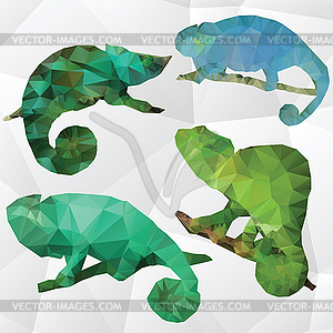 Art polygonal chameleon - vector clipart