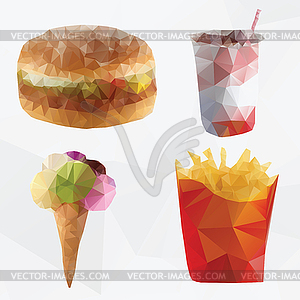 Fast food abstract geometric polygon - vector image