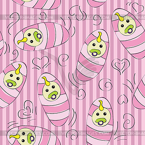 Baby girls seamless pattern background - vector clipart