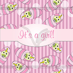 Baby girls seamless pattern for card - it is girl - vector clipart / vector image