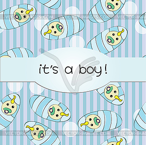 Baby boy seamless pattern for card - it is boy - vector clipart