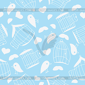 Birds and bird cages - vector image