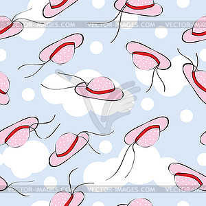 Seamless pattern with pink womens hats - vector clipart