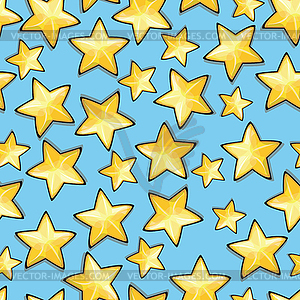 Cartoon stars against blue background. Seamless - vector EPS clipart