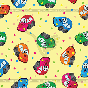 Seamless toy car background for baby boy - vector clipart