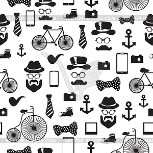 Seamless pattern in hipster style - vector image