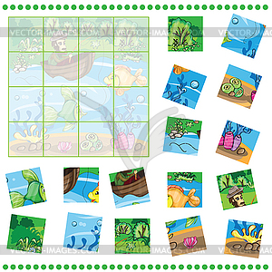 Jigsaw Puzzle game for Children - vector clip art