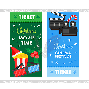 Christmas Cinema concept poster or ticket template - vector clip art