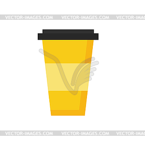 Плоский значок с бумажным стаканчиком для кофе, капучино или - изображение векторного клипарта