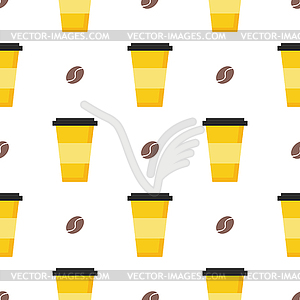 Cups of coffee to go seamless pattern. Cafe or - vector clipart / vector image