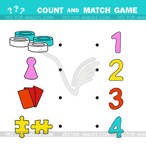 Count and match game. Count amount of items of boar - vector clipart