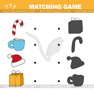 Matching game. Find correct shadow of winter and - vector clip art