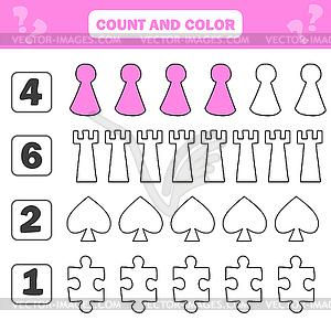 Count and color game for preschool children - - stock vector clipart