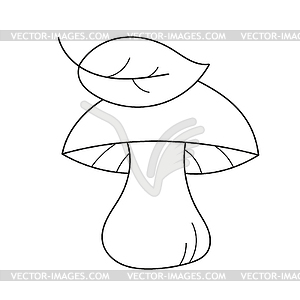 Simple coloring page. Cute edible mushroom in - vector clip art