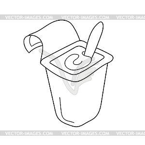 Simple coloring page. Funny Yogurt to be colored, - vector EPS clipart