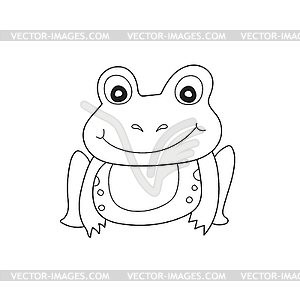 Simple coloring page. Cute Frog - stock vector clipart