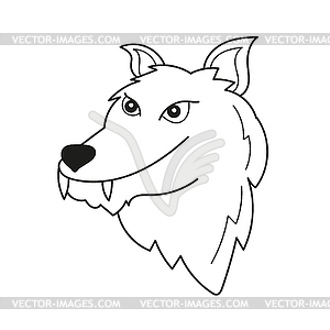 Simple coloring page. Wolf Head to be colored, - vector image