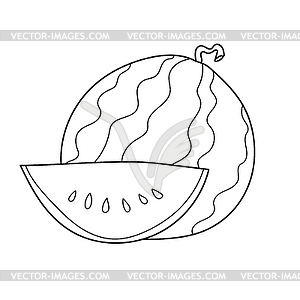 Simple coloring page. black and white watermelon fo - royalty-free vector image