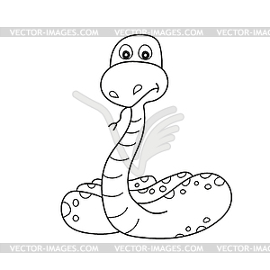 Simple coloring page. Snake to be colored, - white & black vector clipart