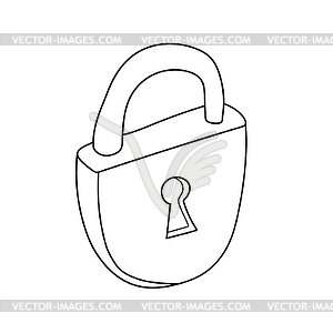 Simple coloring page. Metal Lock to be colored, - vector clip art