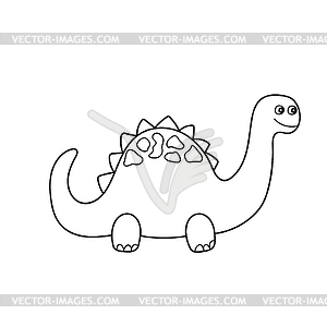 Simple coloring page. Funny Dino, educational game - vector image