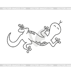 Simple coloring page. Lizard for kids in doodle - vector clipart