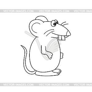 Simple coloring page. cute rat - linear for coloring - vector clip art