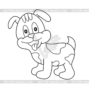 Simple coloring page. Cartoon puppy, cute dog - vector image