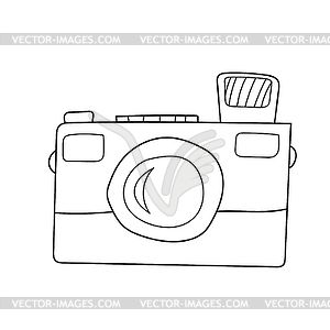 Simple coloring page. Camera. Line art. Line icon. - vector clip art