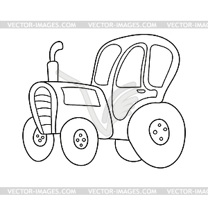 Simple coloring page. Tractor Side View Coloring - vector image