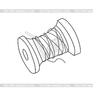 Simple coloring page. wooden spool thread - vector clip art