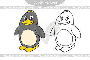 Simple coloring page. Penguin cartoon - Coloring - vector clip art