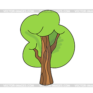 Simple cartoon icon. Green tree icon. Nature - vector clipart