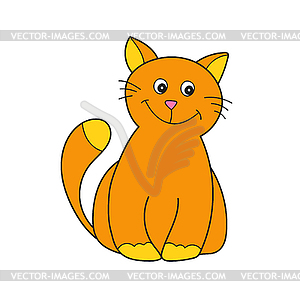 Simple cartoon icon. cute ginger kitten - vector clipart