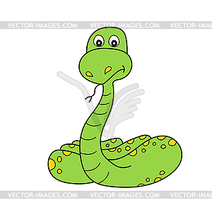 Simple cartoon icon. Cartoon green snake - royalty-free vector image