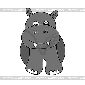 Simple cartoon icon. Funny hippopotamus - vector image