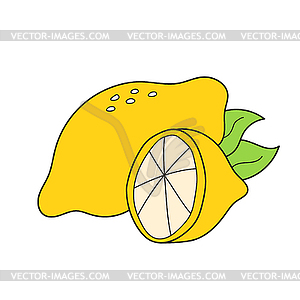 Значок простой мультяшный. Желтый лимон. Витамин С - изображение в векторе / векторный клипарт